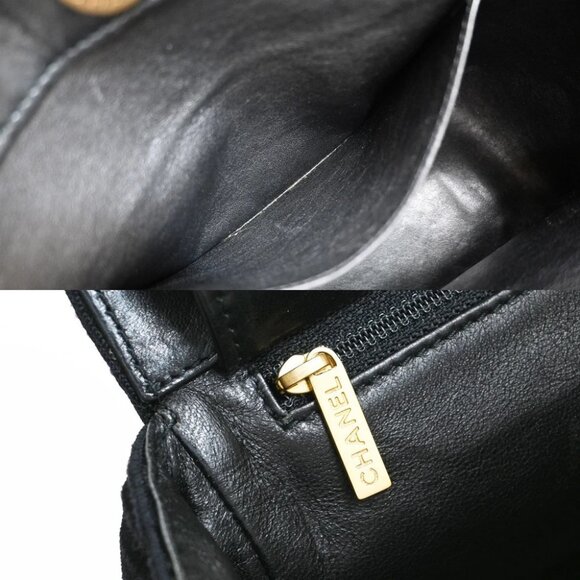 CHANEL CC Logo Chocolate Bar Shoulder Bag Canvas Leather Black GHW Italy - Picture 9 of 14